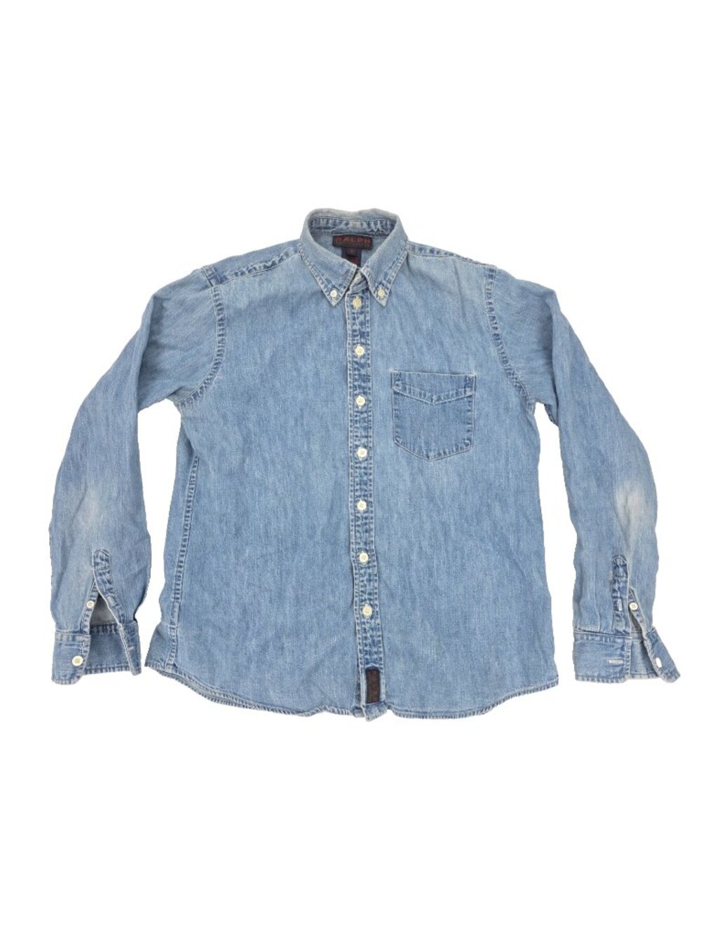 Vintage 90s Ralph by Ralph Lauren Denim Button Shirt Men Medium Blue Y2K Vtg